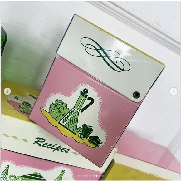 Vintage Tin Recipe Box Ohio Art EMPTY Metal Pink Yellow Blue Random CHOICE ONE - Picture 7 of 9